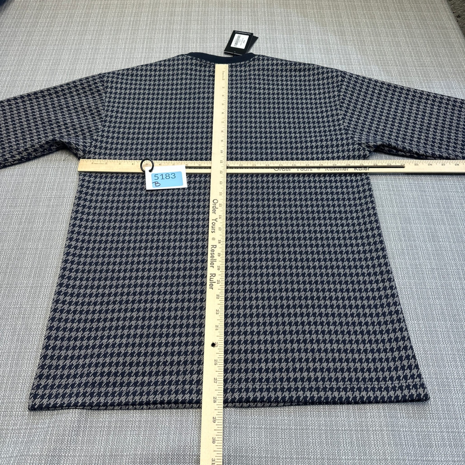 New Bound X Matt Helders Navy Dogtooth Sweater Mens Medium Pullover Preppy — image 7 of 8